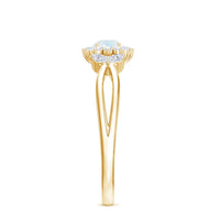 Real Moonstone and Diamond Flower Engagement Ring with Split Shank