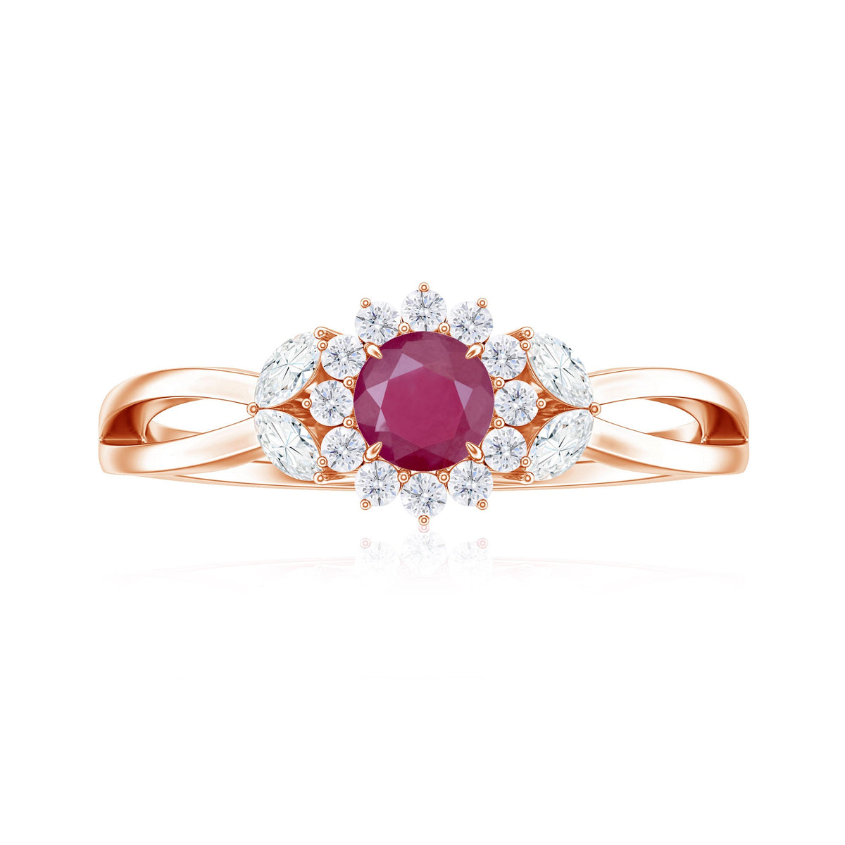 Nature Inspired Ruby Engagement Ring with Diamond for Women