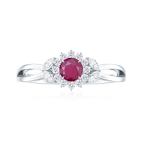 Nature Inspired Ruby Engagement Ring with Diamond for Women