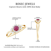 Nature Inspired Ruby Engagement Ring with Diamond for Women