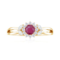 Nature Inspired Ruby Engagement Ring with Diamond for Women