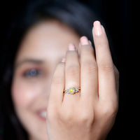 Real Yellow Sapphire Flower Engagement Ring with Diamond