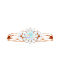 Certified Opalescent Diamond Flower Engagement Ring with Natural Diamonds
