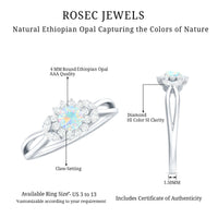 Certified Opalescent Diamond Flower Engagement Ring with Natural Diamonds
