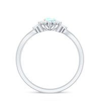Certified Opalescent Diamond Flower Engagement Ring with Natural Diamonds