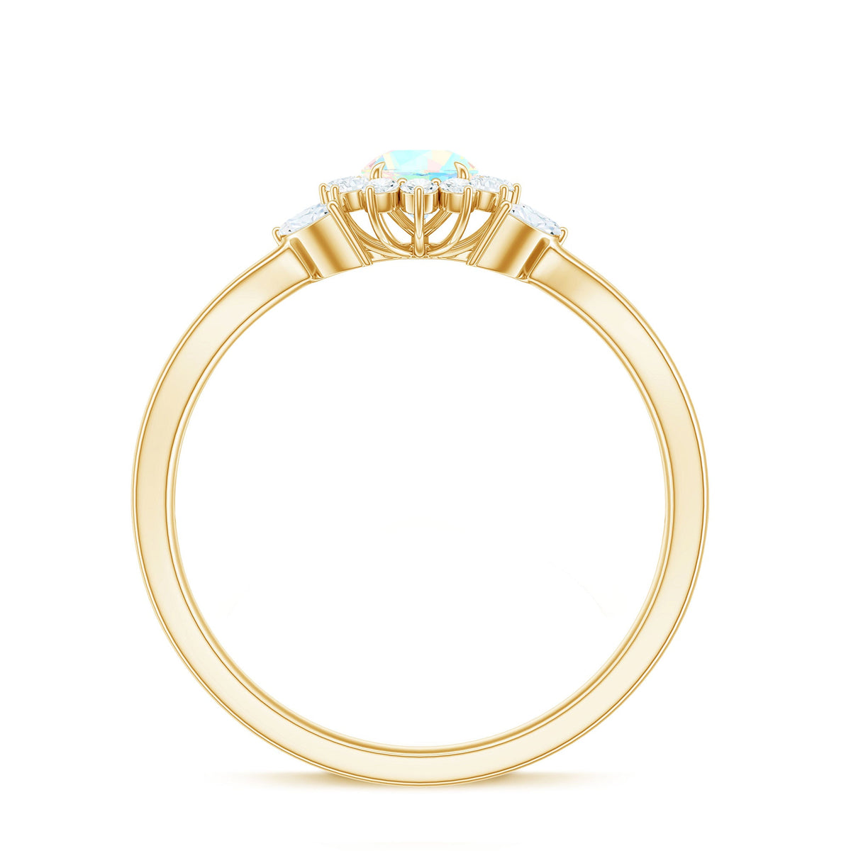 Certified Opalescent Diamond Flower Engagement Ring with Natural Diamonds