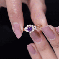 Split Shank Amethyst Flower Engagement Ring with Diamond