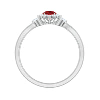Lab Ruby and Diamond Flower Engagement Ring in Split Shank