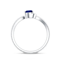 Real Heart Shape Blue Sapphire Diamond Promise Ring for Women