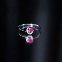 Natural Half Carat Ruby Heart Promise Ring with Diamond