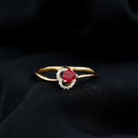 Natural Half Carat Ruby Heart Promise Ring with Diamond