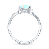 0.7 Carat Ethiopian Opal Heart Promise Ring with Diamond