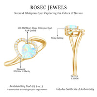 0.7 Carat Ethiopian Opal Heart Promise Ring with Diamond