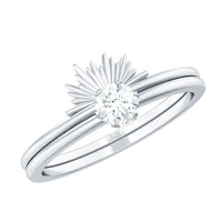 Sparkling Moissanite Solitaire Engagement Ring with Enhancer