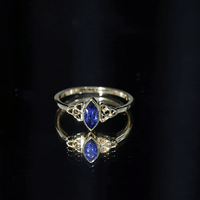 Certified Lab Grown Blue Sapphire Marquise Engagement Ring with Celtic Knot