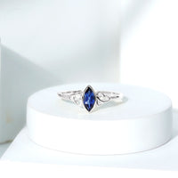 Certified Lab Grown Blue Sapphire Marquise Engagement Ring with Celtic Knot