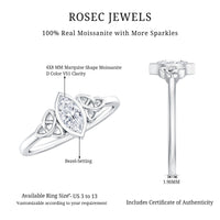 Marquise Cut Moissanite Solitaire Celtic Knot Ring in Bezel Setting