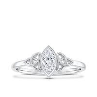 Natural Bezel Set Marquise Diamond Engagement Ring with Celtic Knot