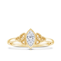Natural Bezel Set Marquise Diamond Engagement Ring with Celtic Knot