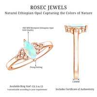 Natural Ethiopian Opal October Birthstone Ring with Celtic Knot