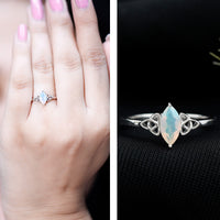 Natural Ethiopian Opal October Birthstone Ring with Celtic Knot