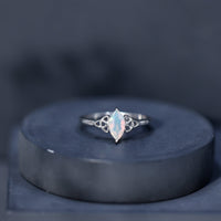 Natural Ethiopian Opal October Birthstone Ring with Celtic Knot