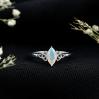 Natural Ethiopian Opal October Birthstone Ring with Celtic Knot