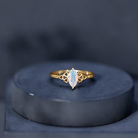 Natural Ethiopian Opal October Birthstone Ring with Celtic Knot
