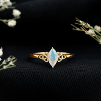 Natural Ethiopian Opal October Birthstone Ring with Celtic Knot