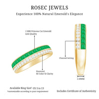 Natural Emerald and Diamond Half Eternity Wedding Band