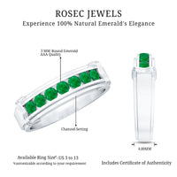 Channel Set Emerald Half Eternity Wedding Band Ring