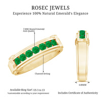 Channel Set Emerald Half Eternity Wedding Band Ring