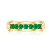 Channel Set Emerald Half Eternity Wedding Band Ring