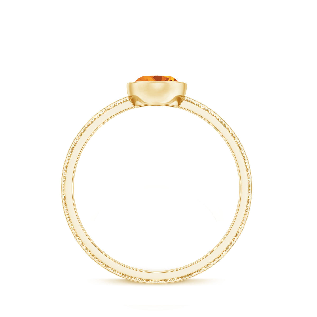Natural 6X8mm Citrine Oval Engagement Ring in Bezel Setting
