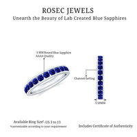 Certified Lab Grown Blue Sapphire Eternity Band Ring in Channel Set
