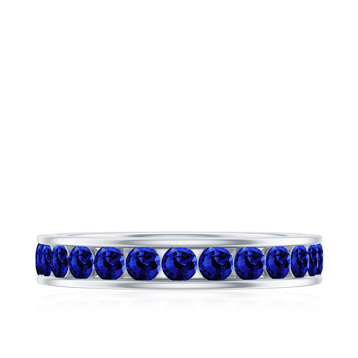 Certified Lab Grown Blue Sapphire Eternity Band Ring in Channel Set
