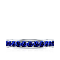 Certified Lab Grown Blue Sapphire Eternity Band Ring in Channel Set