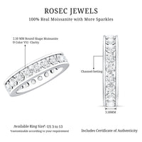 Certified Moissanite Channel Set Eternity Ring for Anniversary