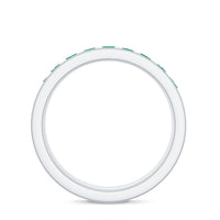 Certified Lab Grown Emerald Wedding Anniversary Ring in Channel Setting