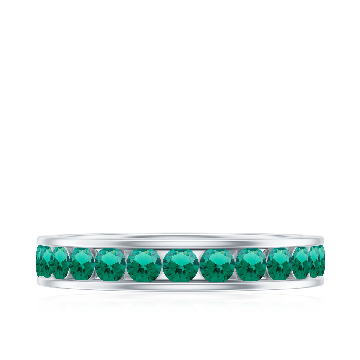 Certified Lab Grown Emerald Wedding Anniversary Ring in Channel Setting