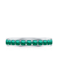 Certified Lab Grown Emerald Wedding Anniversary Ring in Channel Setting