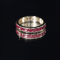 Round Created Ruby Full Eternity Ring in Channel Setting