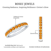 Natural Citrine Channel Set Eternity Ring for Anniversary