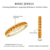Natural Citrine Channel Set Eternity Ring for Anniversary