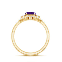 Natural 1.2 Carat Amethyst Diamond 3 Piece Bridal Ring Set