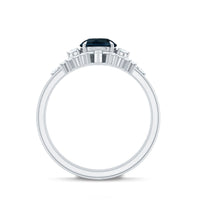 Vintage Inspired London Blue Topaz and Diamond Trio Wedding Ring Set