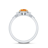 1.2 Carat Designer Citrine Three Piece Wedding Ring Set with Moissanite