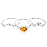 1.2 Carat Designer Citrine Three Piece Wedding Ring Set with Moissanite