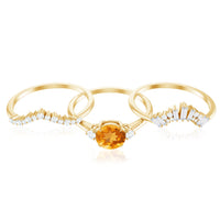 1.2 Carat Designer Citrine Three Piece Wedding Ring Set with Moissanite