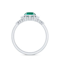 Vintage Inspired Lab Grown Emerald Diamond Wedding Bridal Ring Set of 3